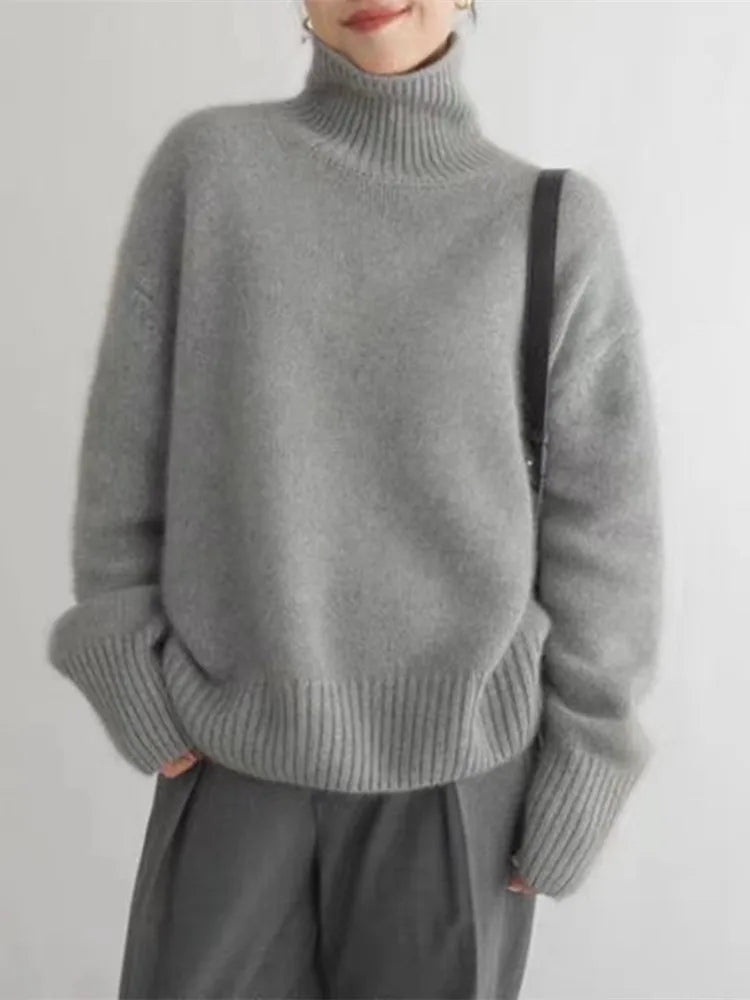 Pull à col roulé en cachemire pour femmes