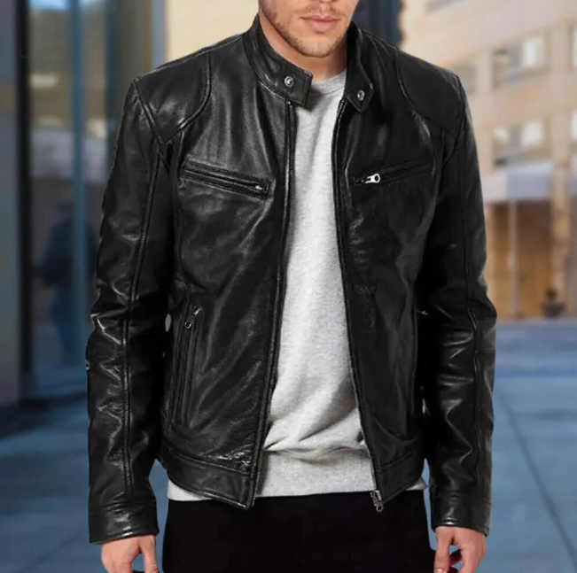 Veste en cuir de motard Trenton pour hommes