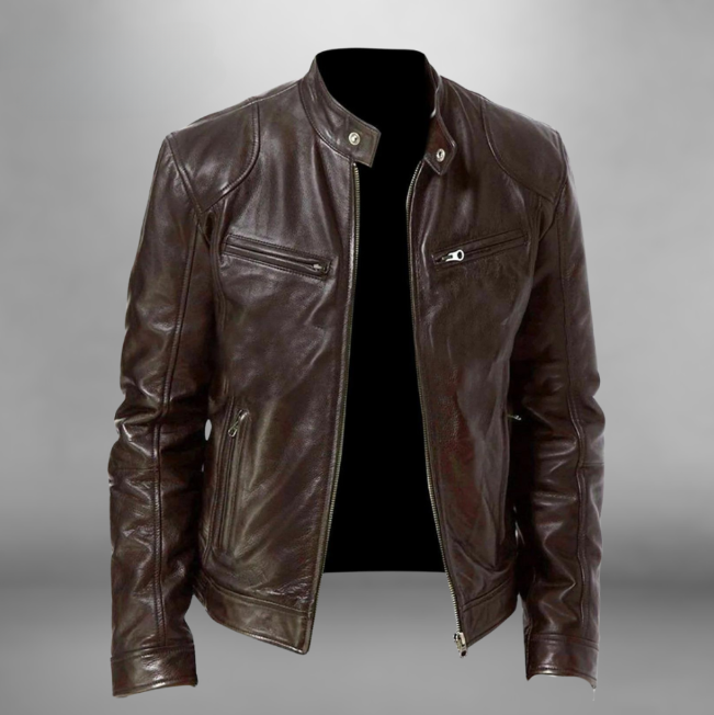 Veste en cuir de motard Trenton pour hommes