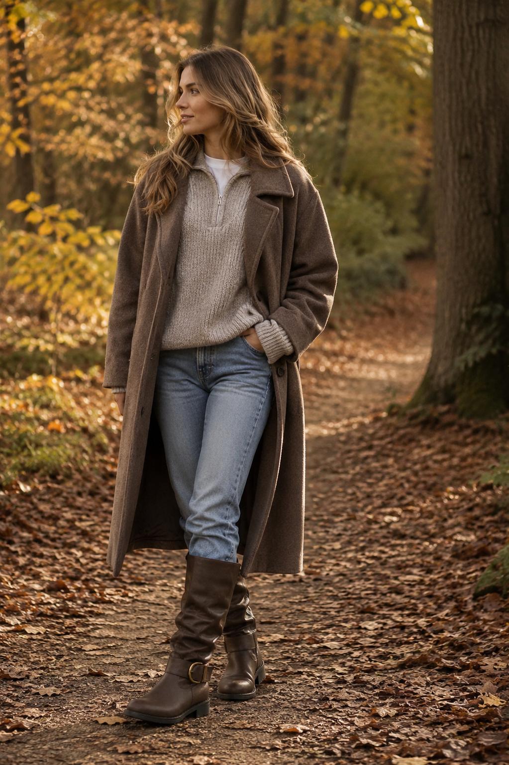 Bottes marron à hauteur de genou pour femmes avec boucle — Mollet large