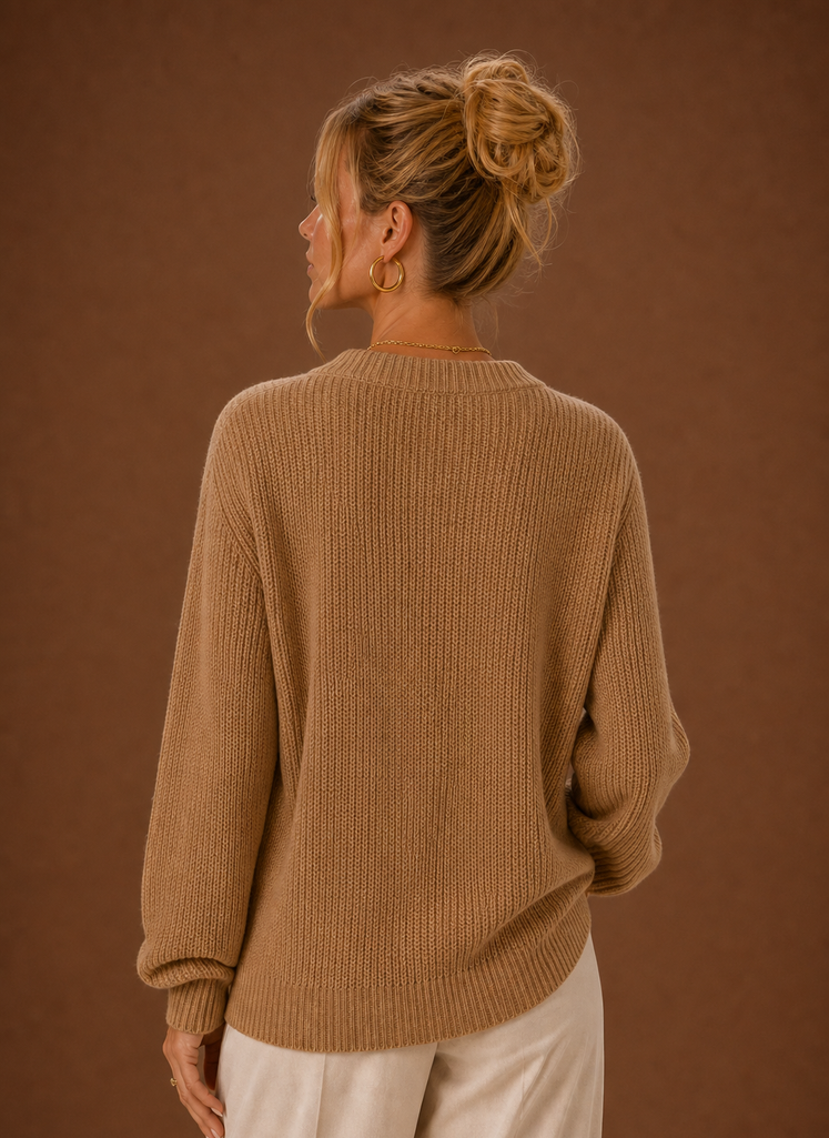 Cardigan en Tricot à Col V à Manches Longues pour Femmes