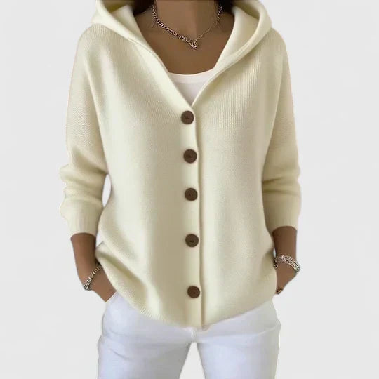 Cardigan à Capuche à Manches Longues pour Femmes avec Fermeture Boutonnée