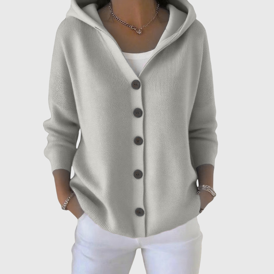 Cardigan à Capuche à Manches Longues pour Femmes avec Fermeture Boutonnée