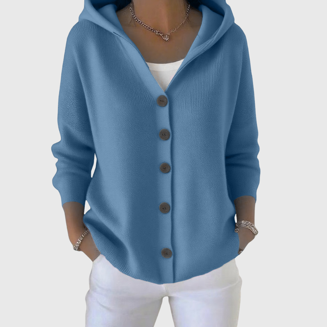 Cardigan à Capuche à Manches Longues pour Femmes avec Fermeture Boutonnée