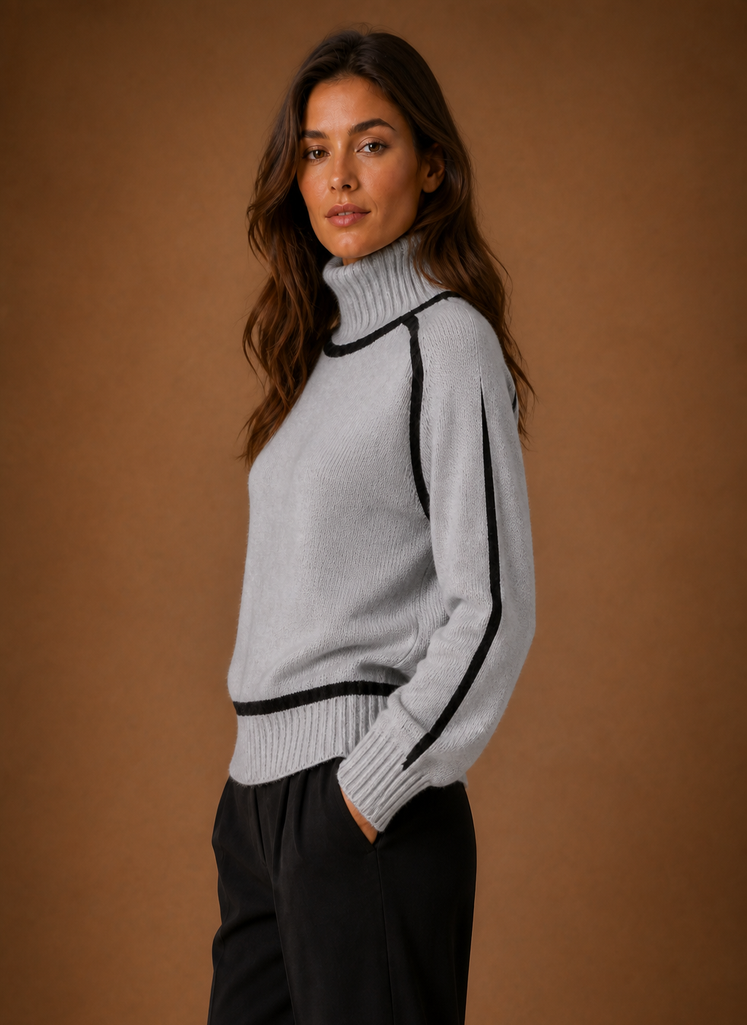 Pull en laine mélangée à col roulé élégant et confortable pour femmes