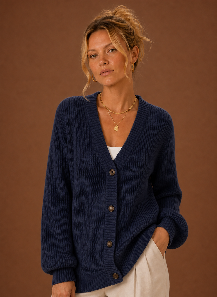 Cardigan en Tricot à Col V à Manches Longues pour Femmes
