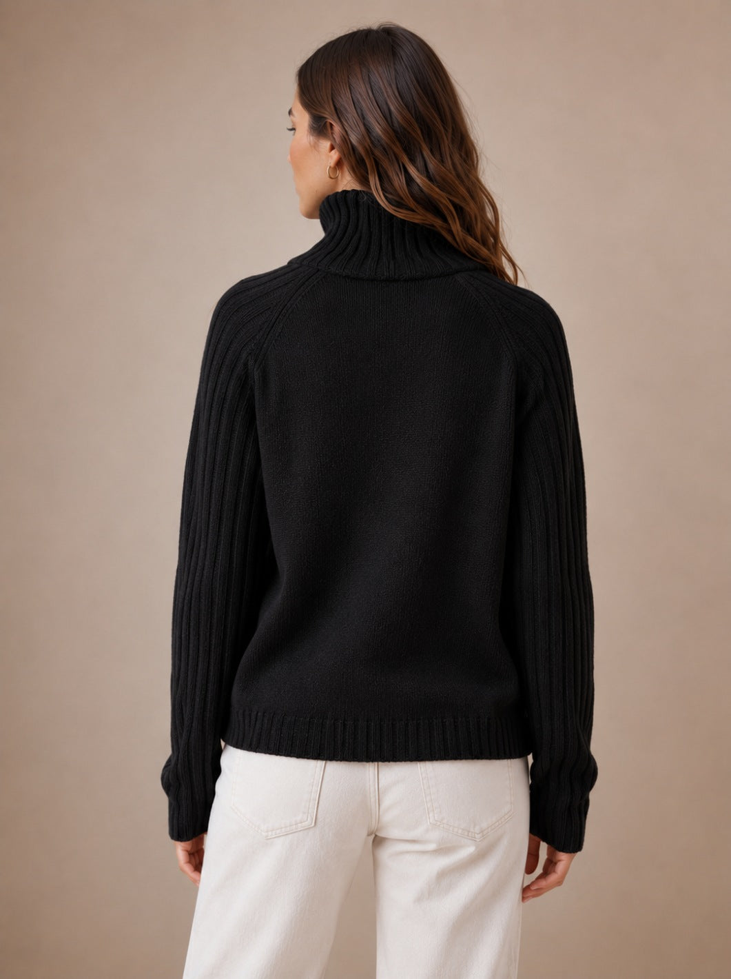 Pull col roulé en tricot à côtes pour femmes