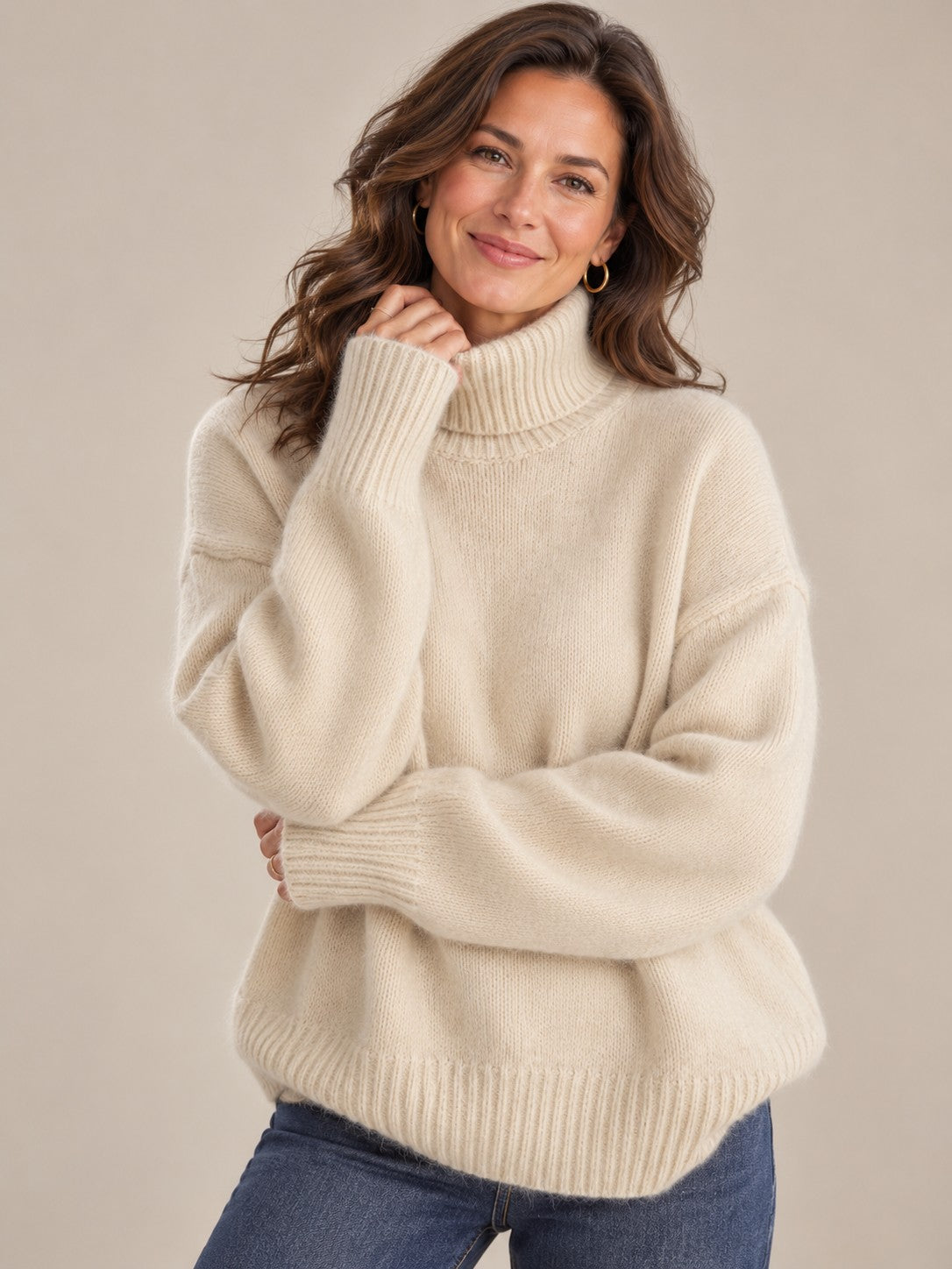 Pull à col roulé en cachemire pour femmes