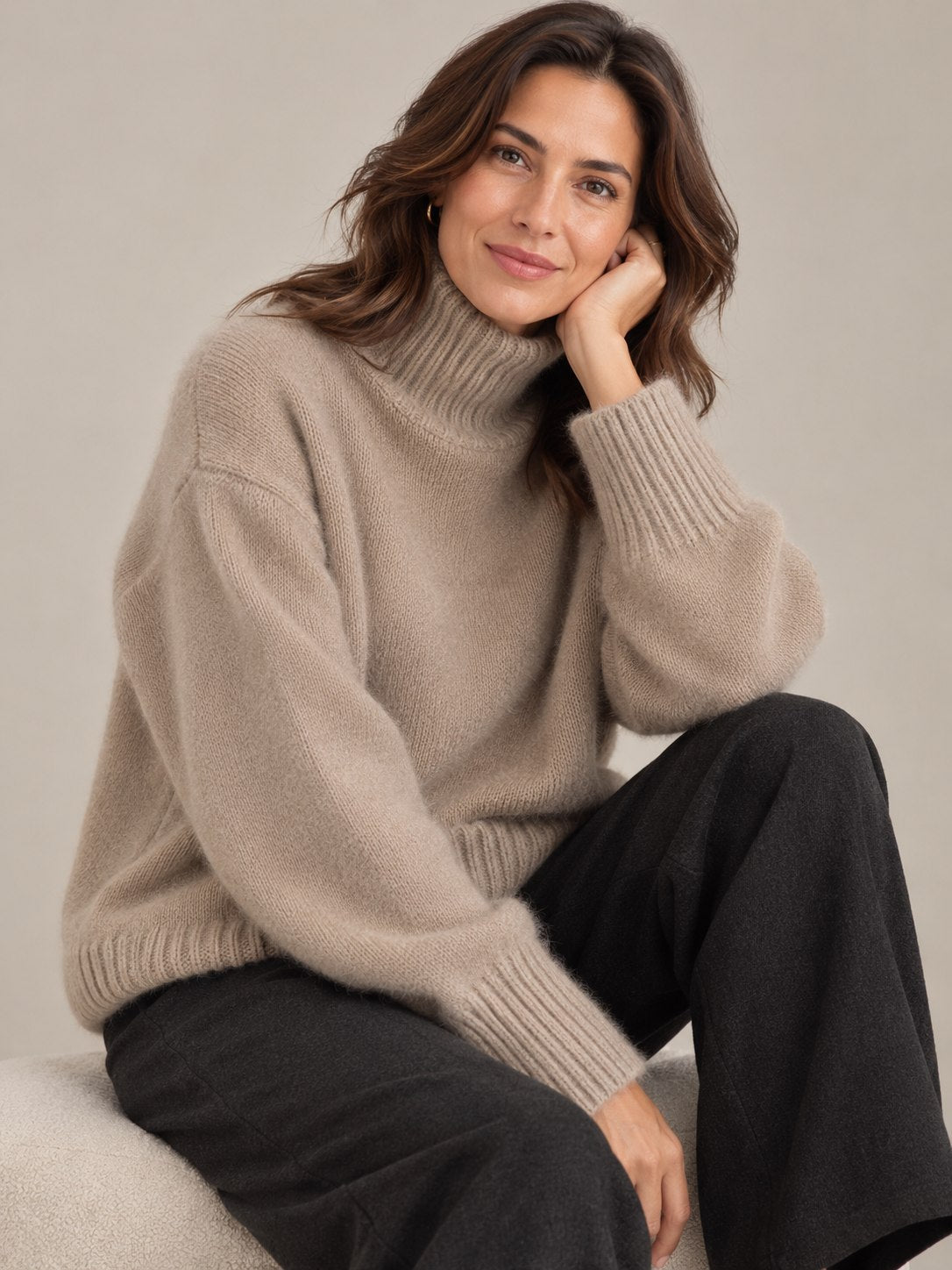 Pull à col roulé en cachemire pour femmes