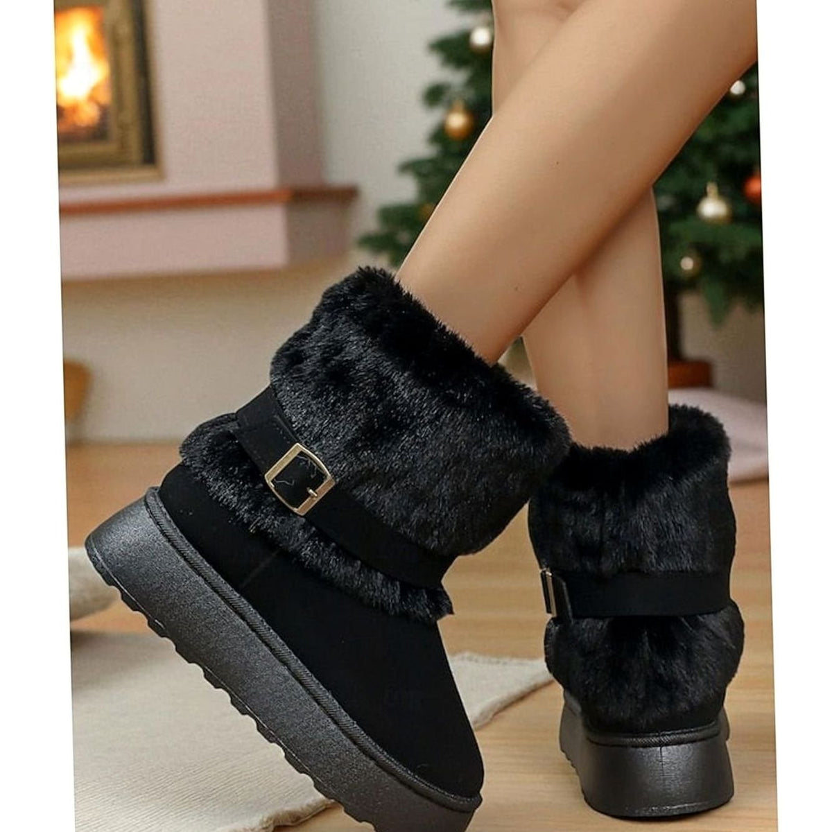 Bottes d'hiver pour femmes avec fourrure et design à enfiler