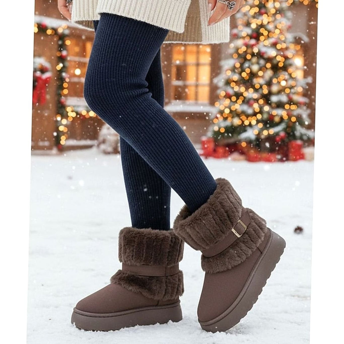 Bottes d'hiver pour femmes avec fourrure et design à enfiler