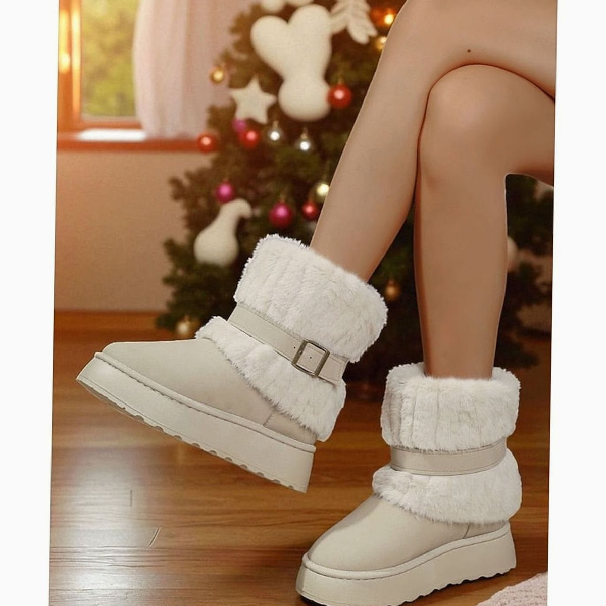 Bottes d'hiver pour femmes avec fourrure et design à enfiler