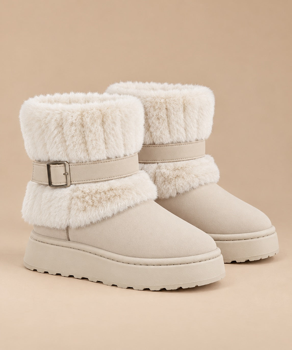 Bottes d'hiver pour femmes avec fourrure et design à enfiler