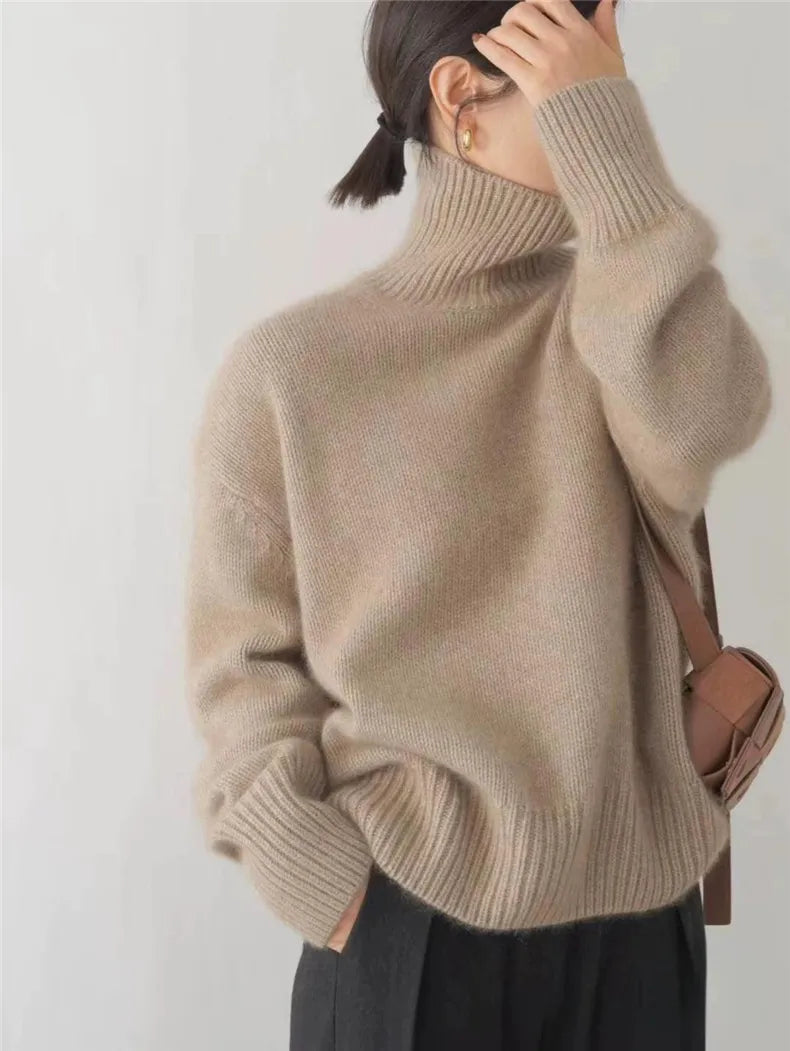 Pull à col roulé en cachemire pour femmes