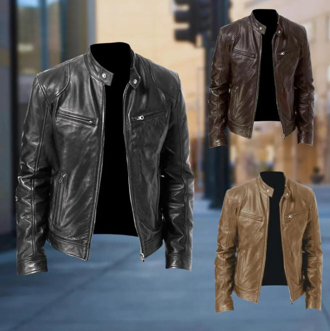 Veste en cuir de motard Trenton pour hommes