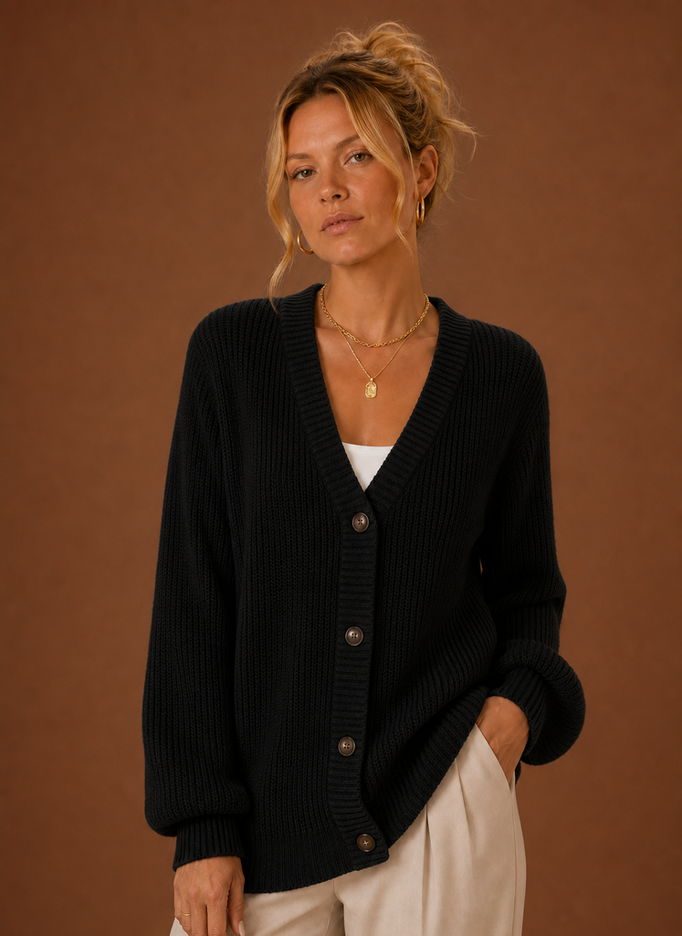 Cardigan en Tricot à Col V à Manches Longues pour Femmes