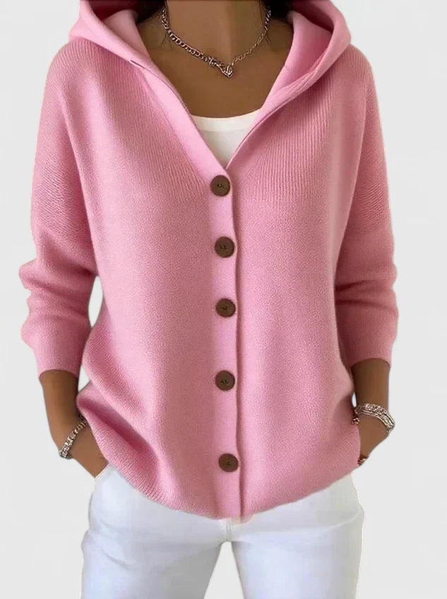 Cardigan à Capuche à Manches Longues pour Femmes avec Fermeture Boutonnée