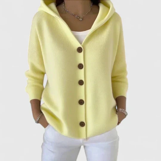 Cardigan à Capuche à Manches Longues pour Femmes avec Fermeture Boutonnée