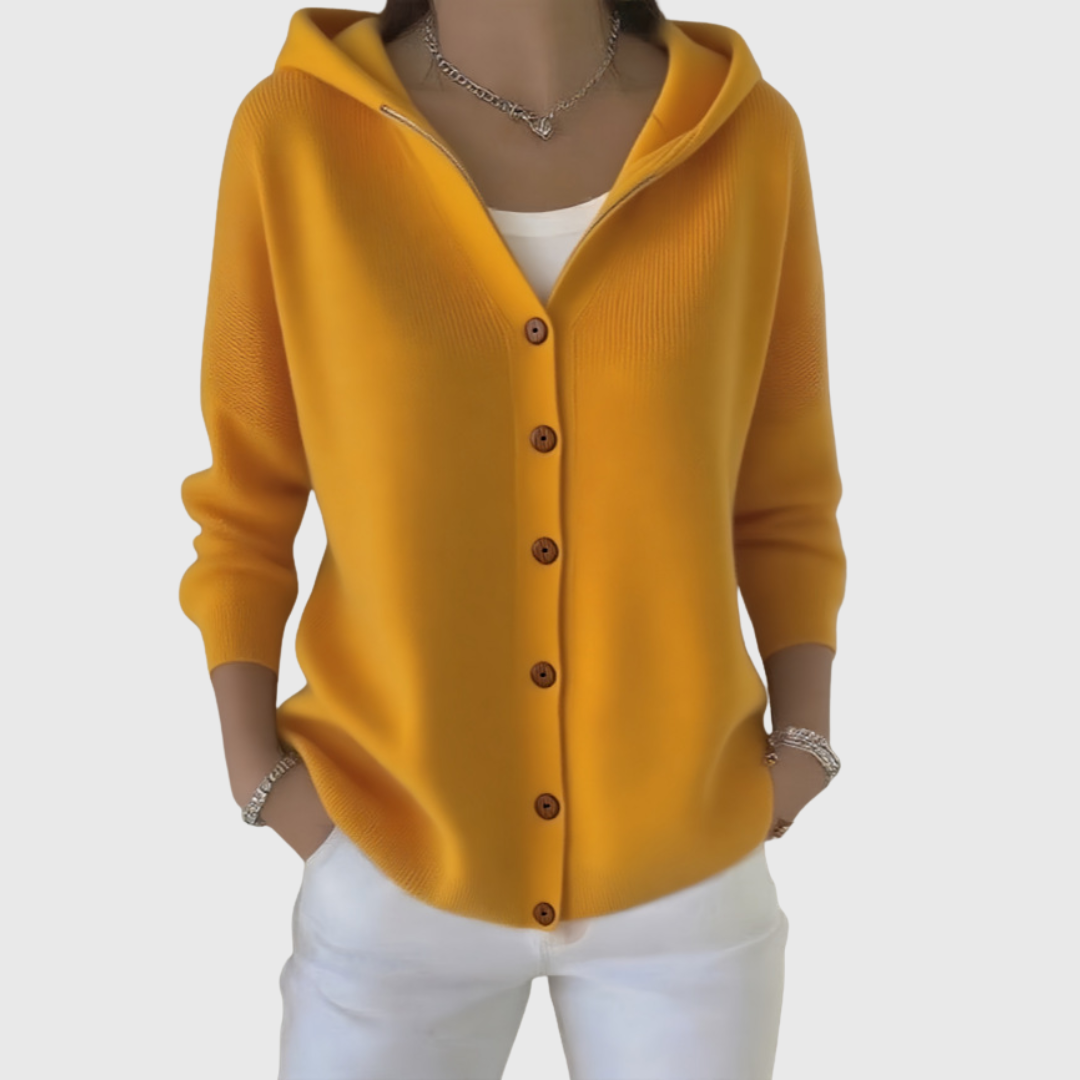 Cardigan à Capuche à Manches Longues pour Femmes avec Fermeture Boutonnée