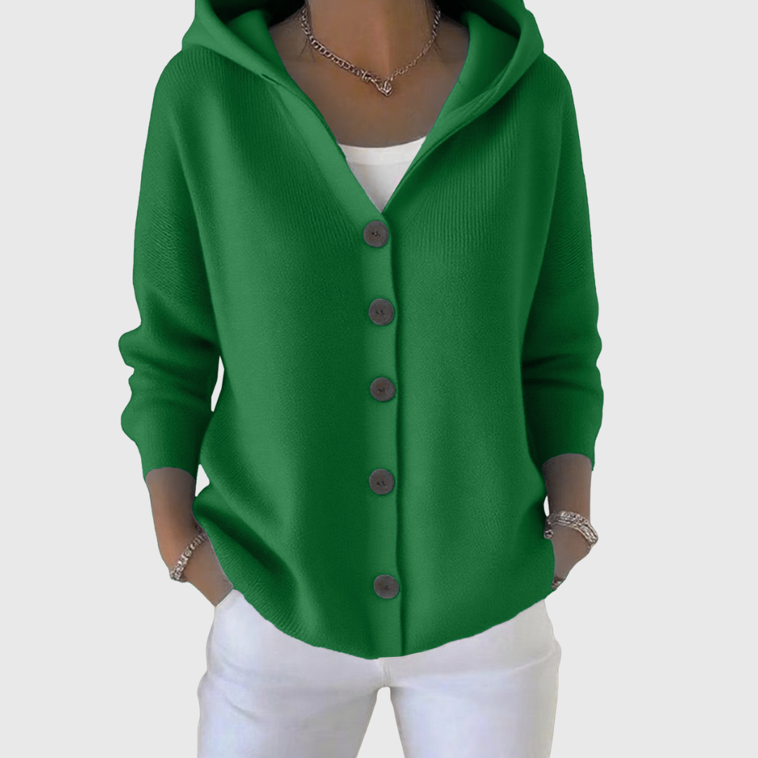 Cardigan à Capuche à Manches Longues pour Femmes avec Fermeture Boutonnée