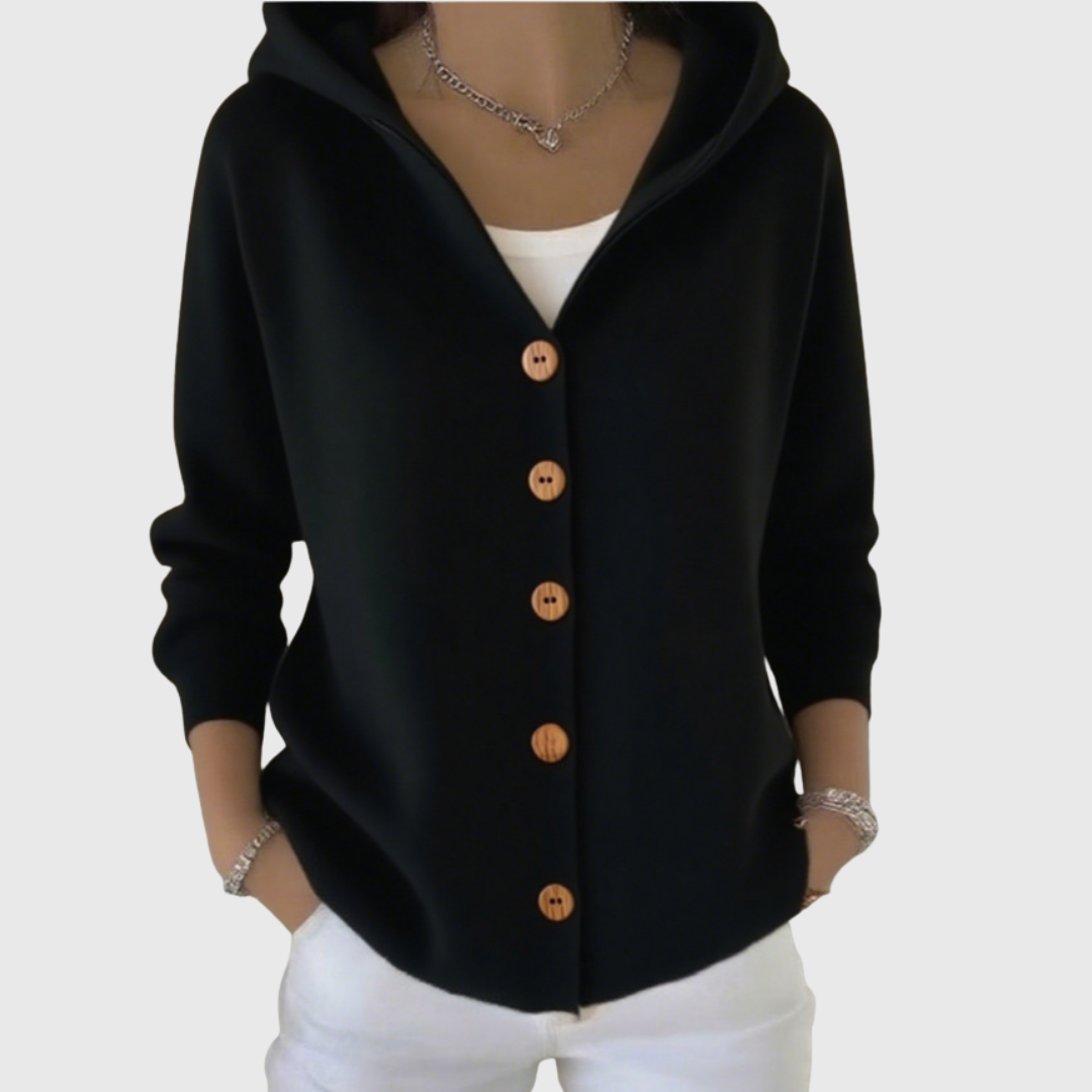 Cardigan à Capuche à Manches Longues pour Femmes avec Fermeture Boutonnée