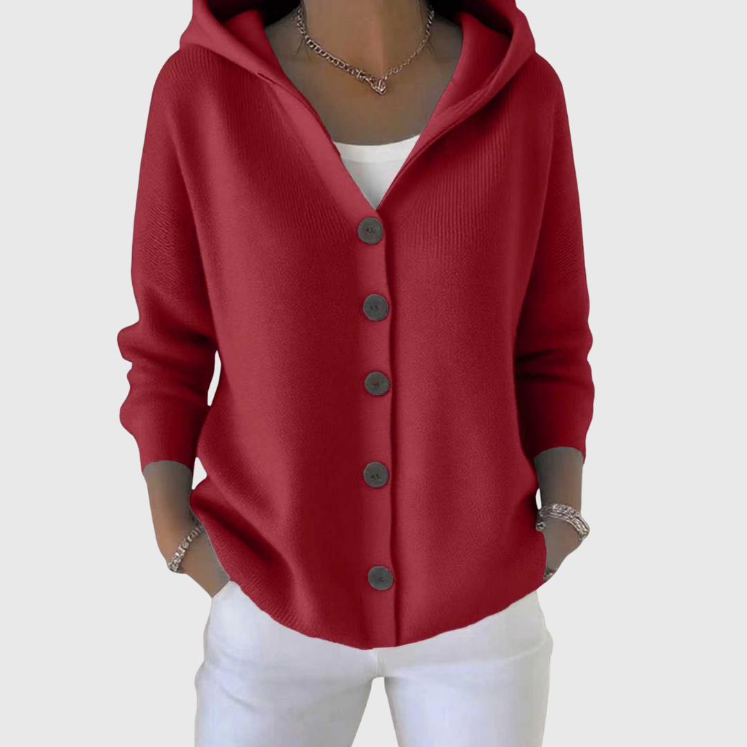 Cardigan à Capuche à Manches Longues pour Femmes avec Fermeture Boutonnée