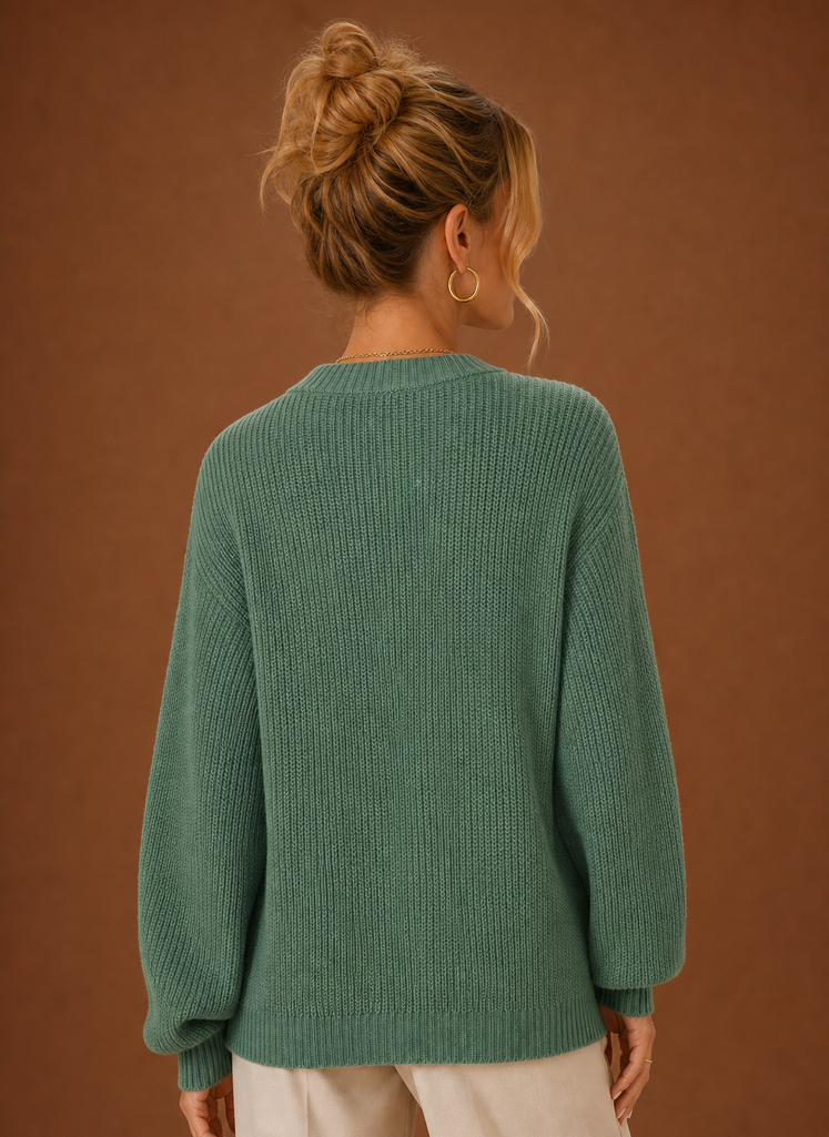 Cardigan en Tricot à Col V à Manches Longues pour Femmes
