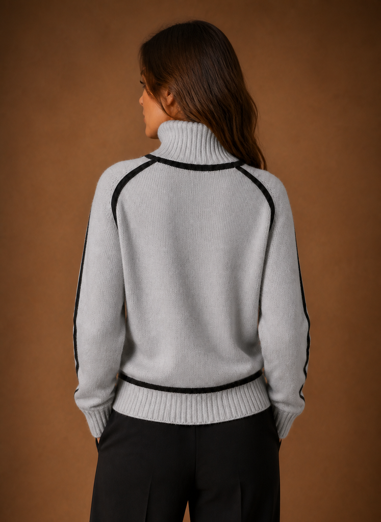 Pull en laine mélangée à col roulé élégant et confortable pour femmes