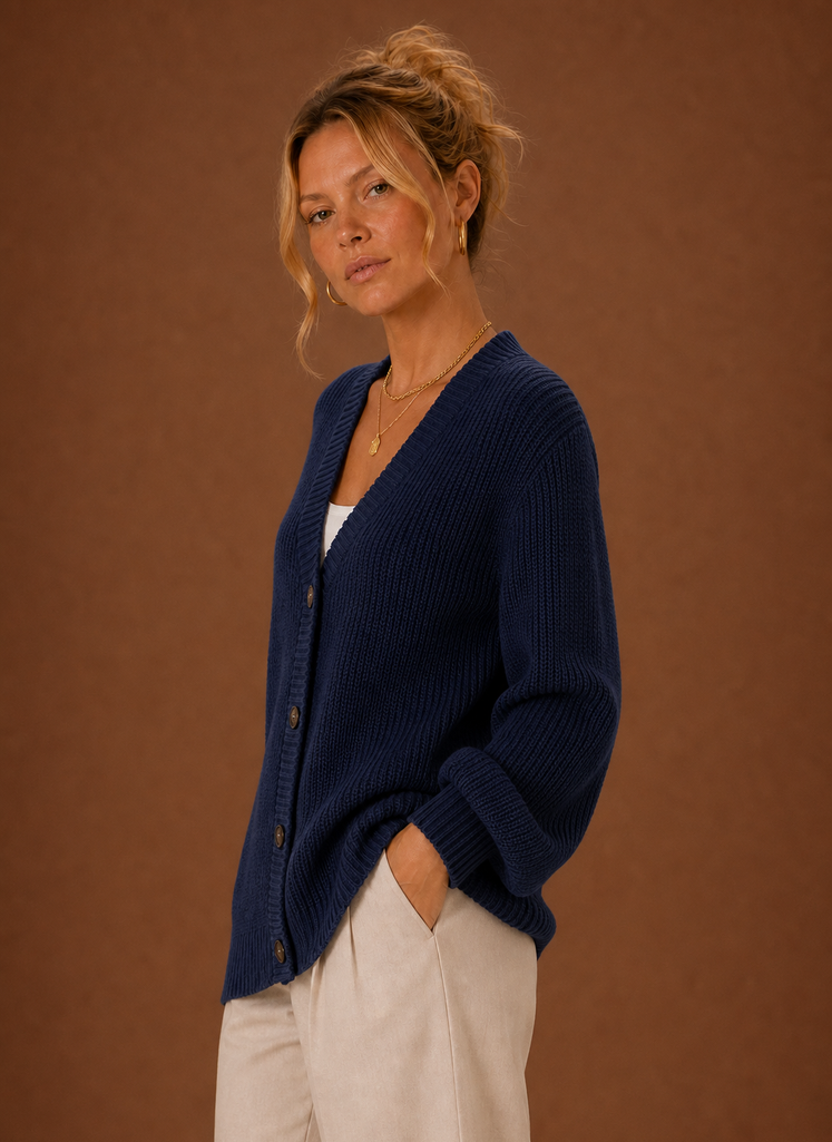 Cardigan en Tricot à Col V à Manches Longues pour Femmes