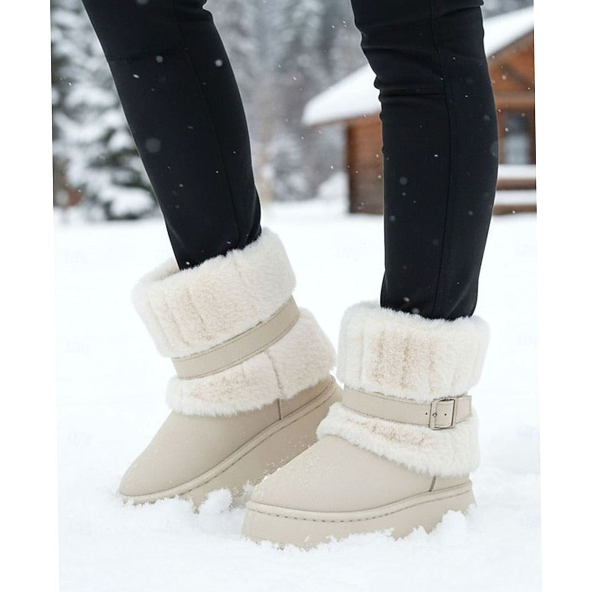 Bottes d'hiver pour femmes avec fourrure et design à enfiler