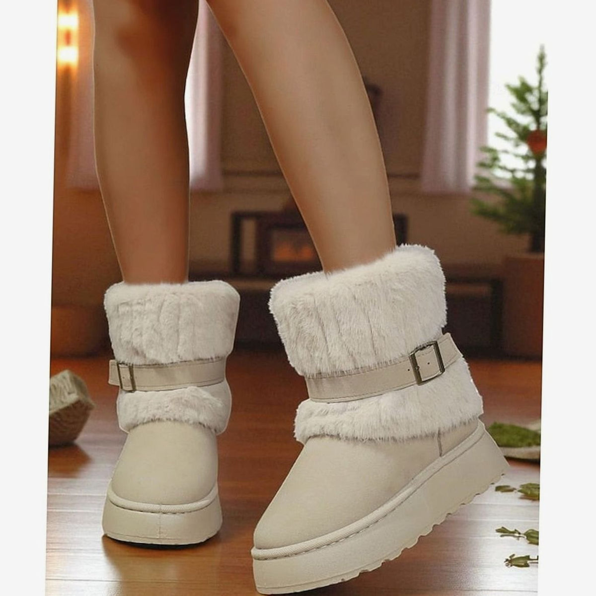 Bottes d'hiver pour femmes avec fourrure et design à enfiler