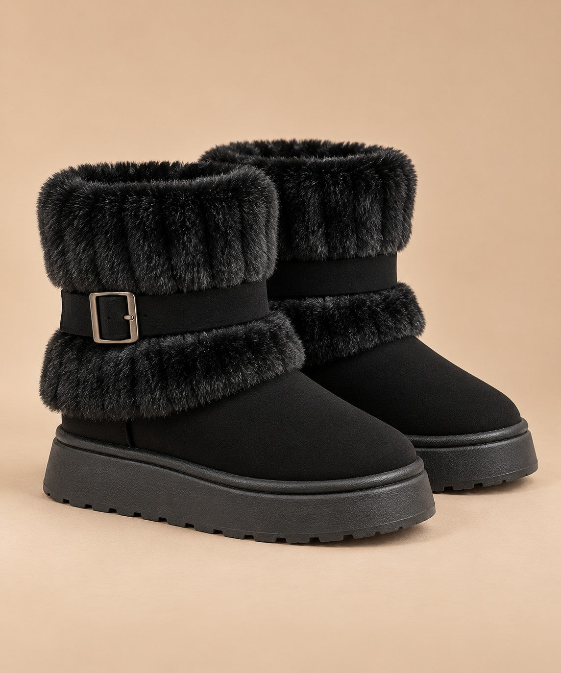 Bottes d'hiver pour femmes avec fourrure et design à enfiler