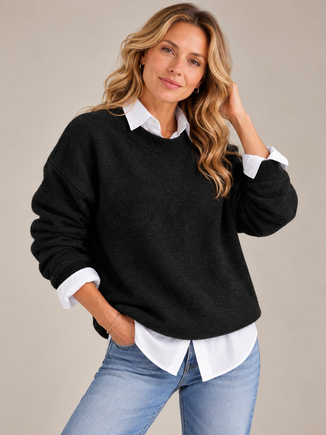 Pull Oversize en Cachemire pour Femmes — Tricot Doux et Confortable