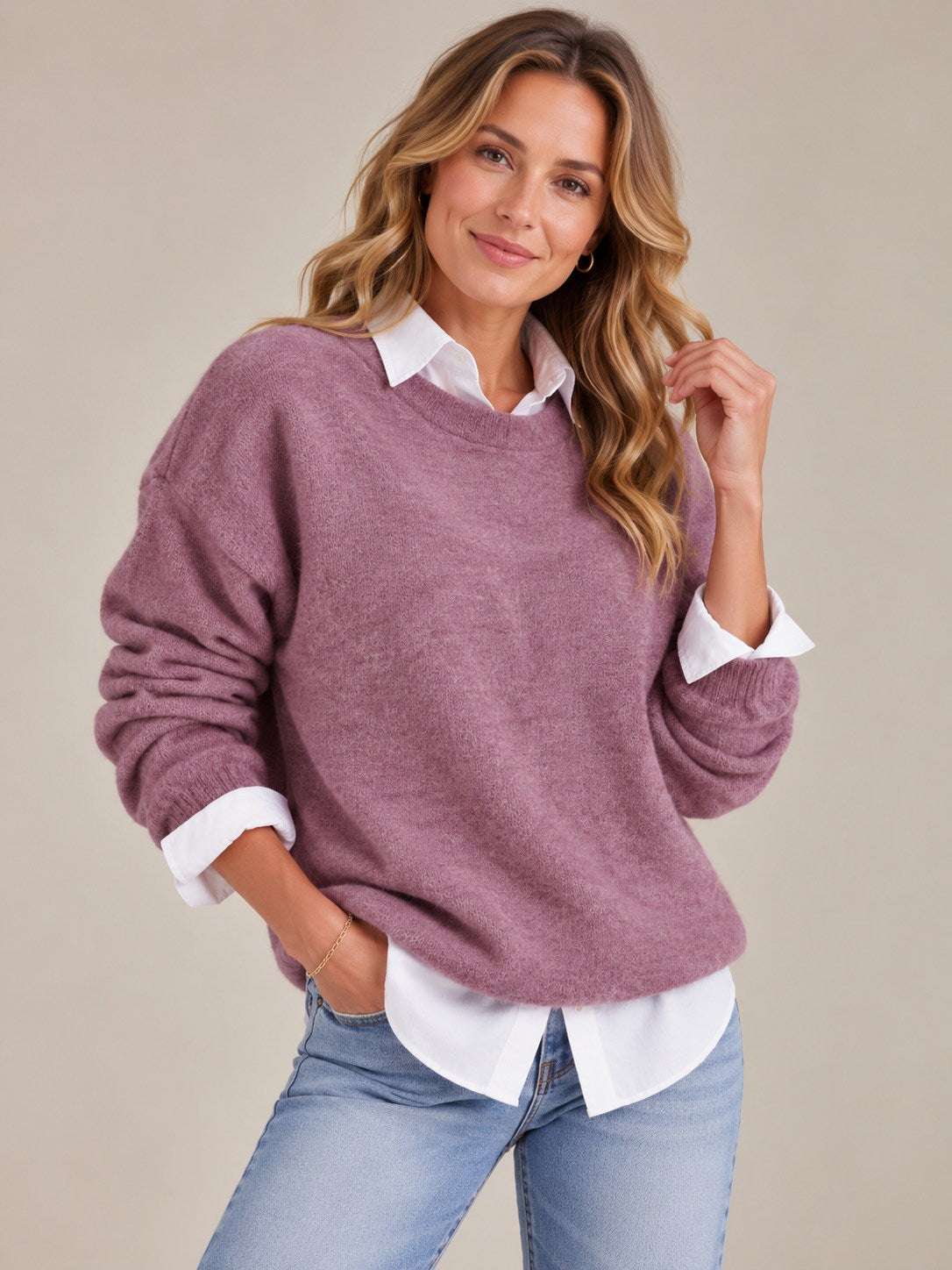 Pull Oversize en Cachemire pour Femmes — Tricot Doux et Confortable